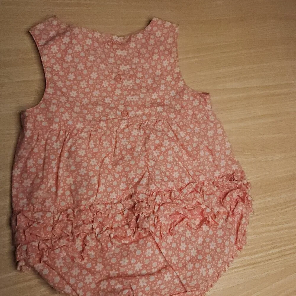 Gymboree Infant Girl's Orange Floral Sleeveless Romper 3-6 Months